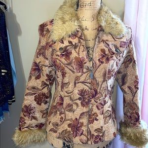 Static Vintage Faux Fur Trim Jacket Size S